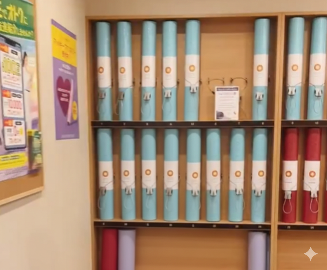 ホットヨガLAVA豊田市駅前店｜自分専用ヨガマットを預けられるマットキープスペース（イメージ）