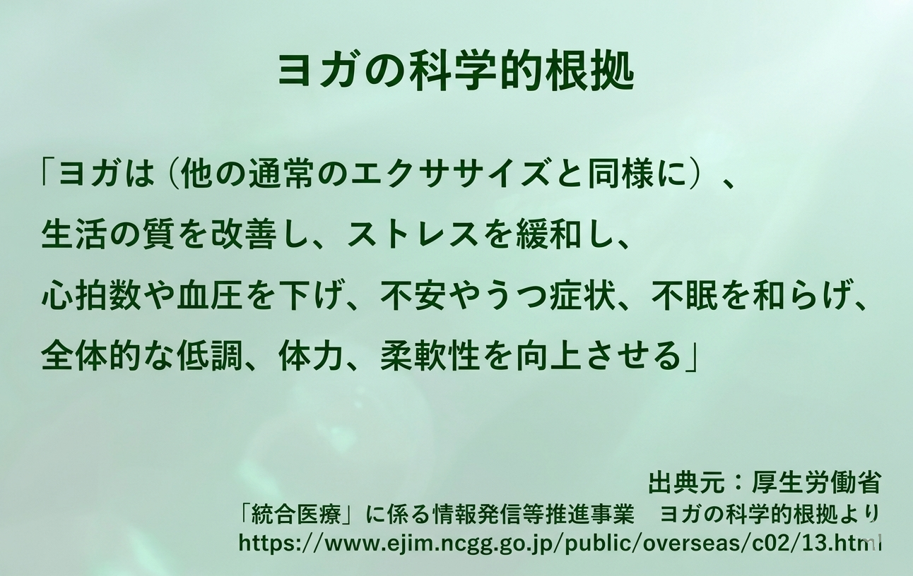 厚生労働省によるヨガの科学的根拠
